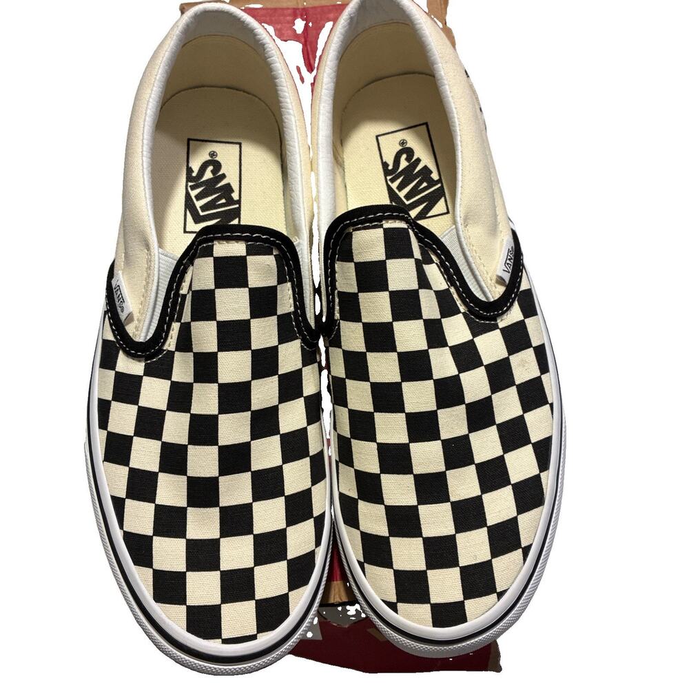 NIB Vans Classic Slip On Checkerboard Black White M Size 7 Wmn 8.5 VN000EYEBWW